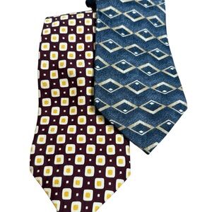 Stafford Geometric Ties - Burgundy and Blue